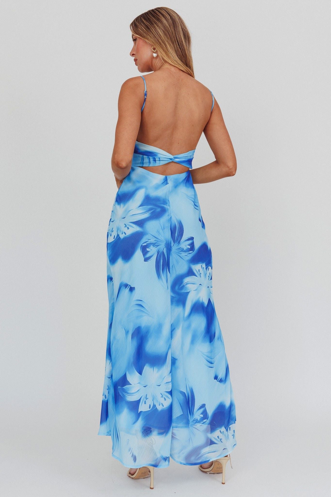 Kyla Shirred Bust Maxi Dress Tropical Blue