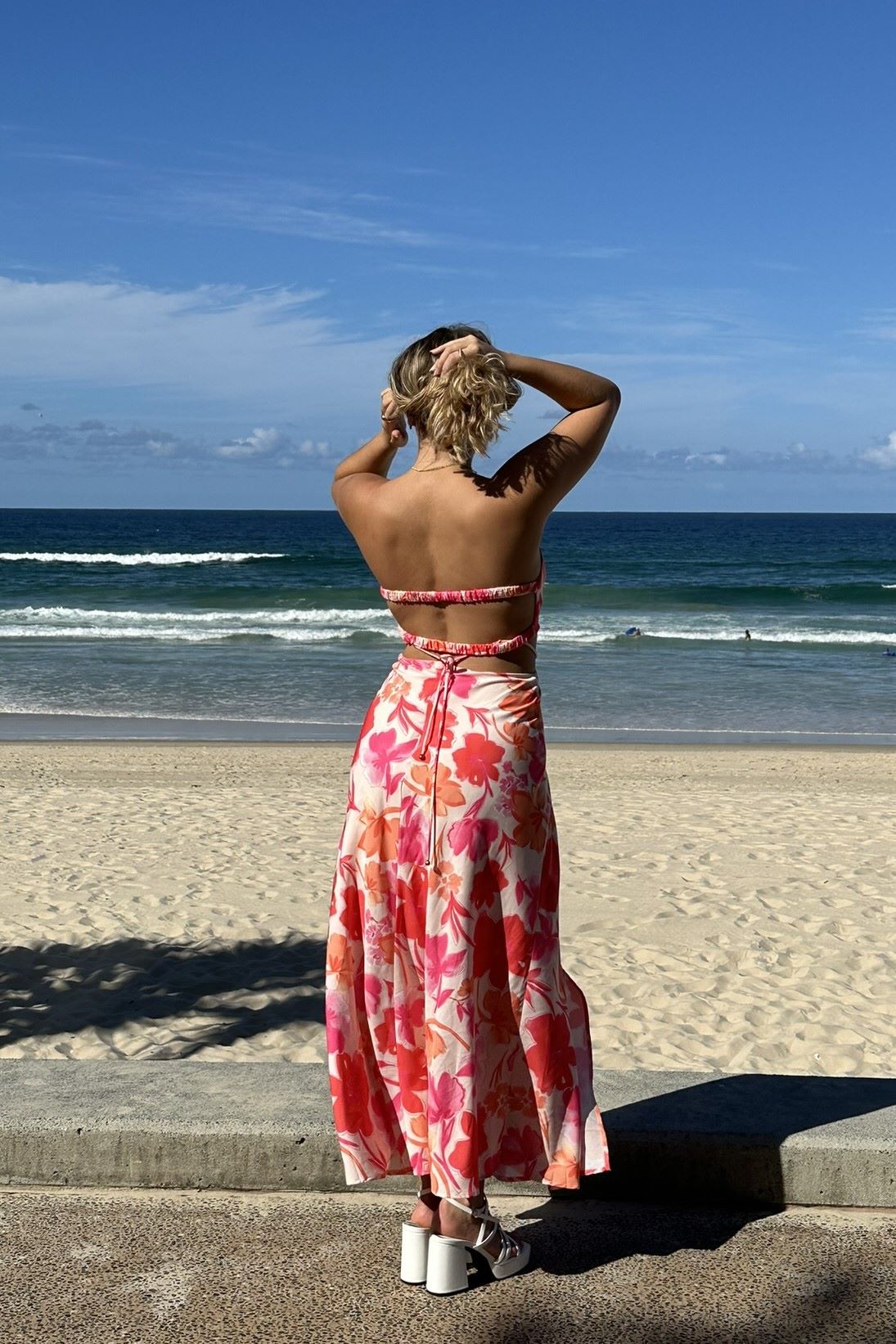 Abby Strapless O-Ring Maxi Dress Floral Pink