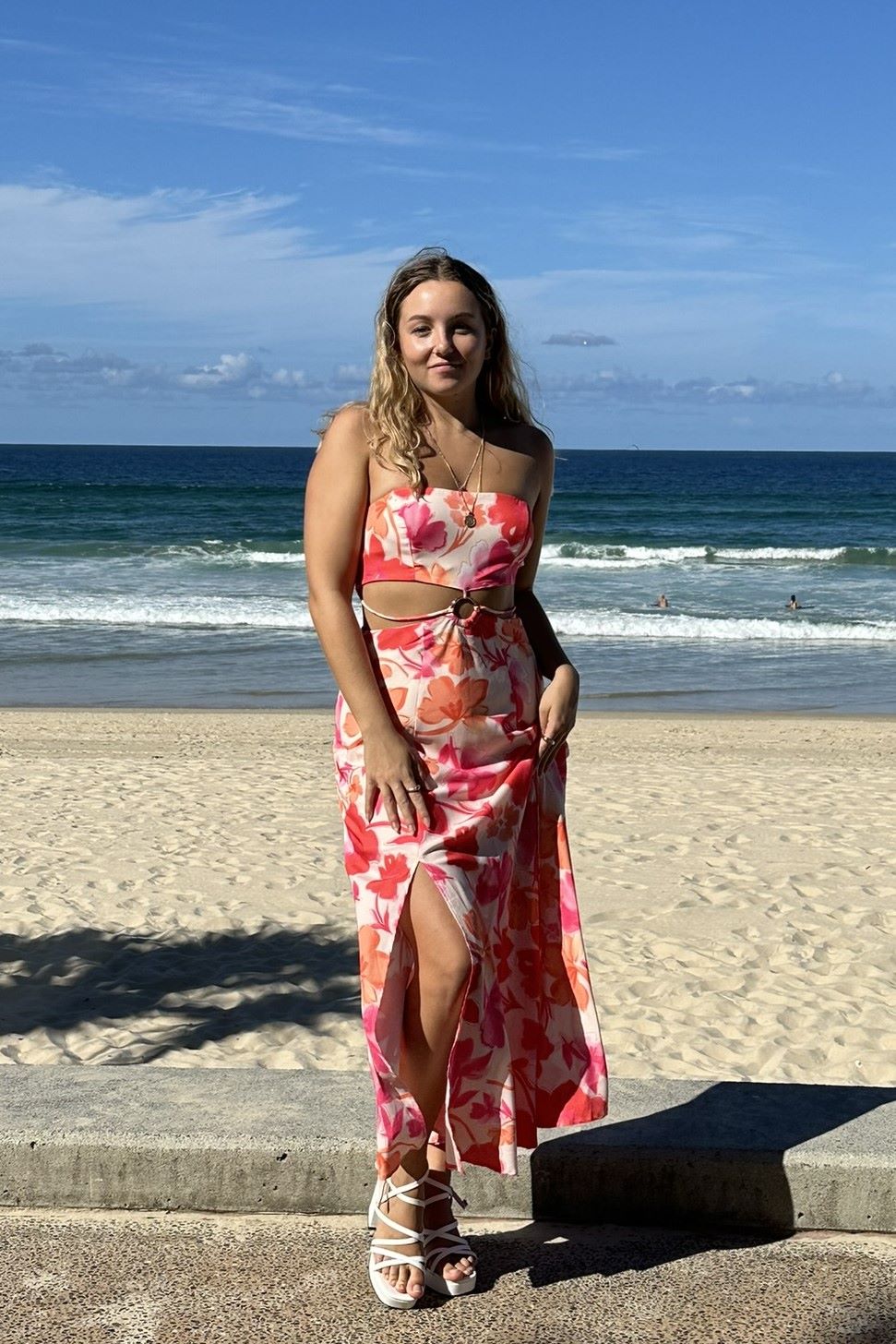Abby Strapless O-Ring Maxi Dress Floral Pink