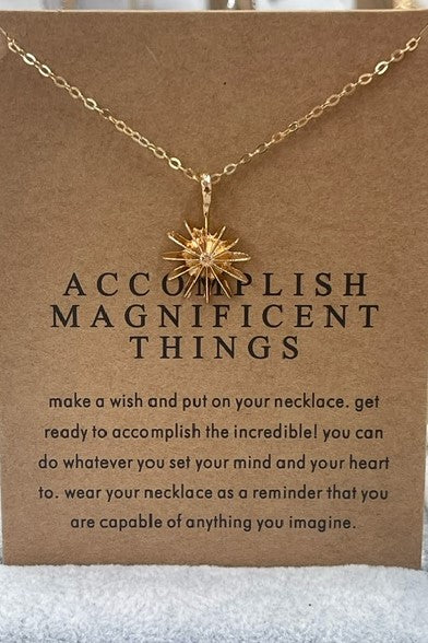 Accomplish Magnificent Things Make A Wish Necklace Sun Silver