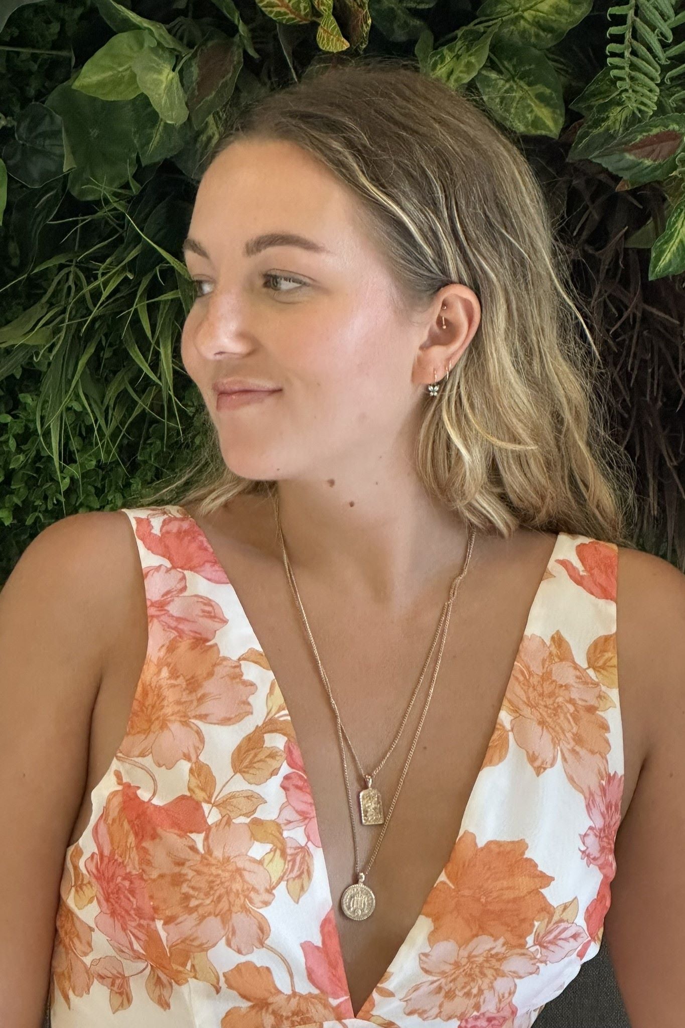 Arabella Tiered Mini Dress Floral Orange