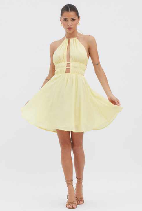 Avianna High Neck Mini Dress Yellow