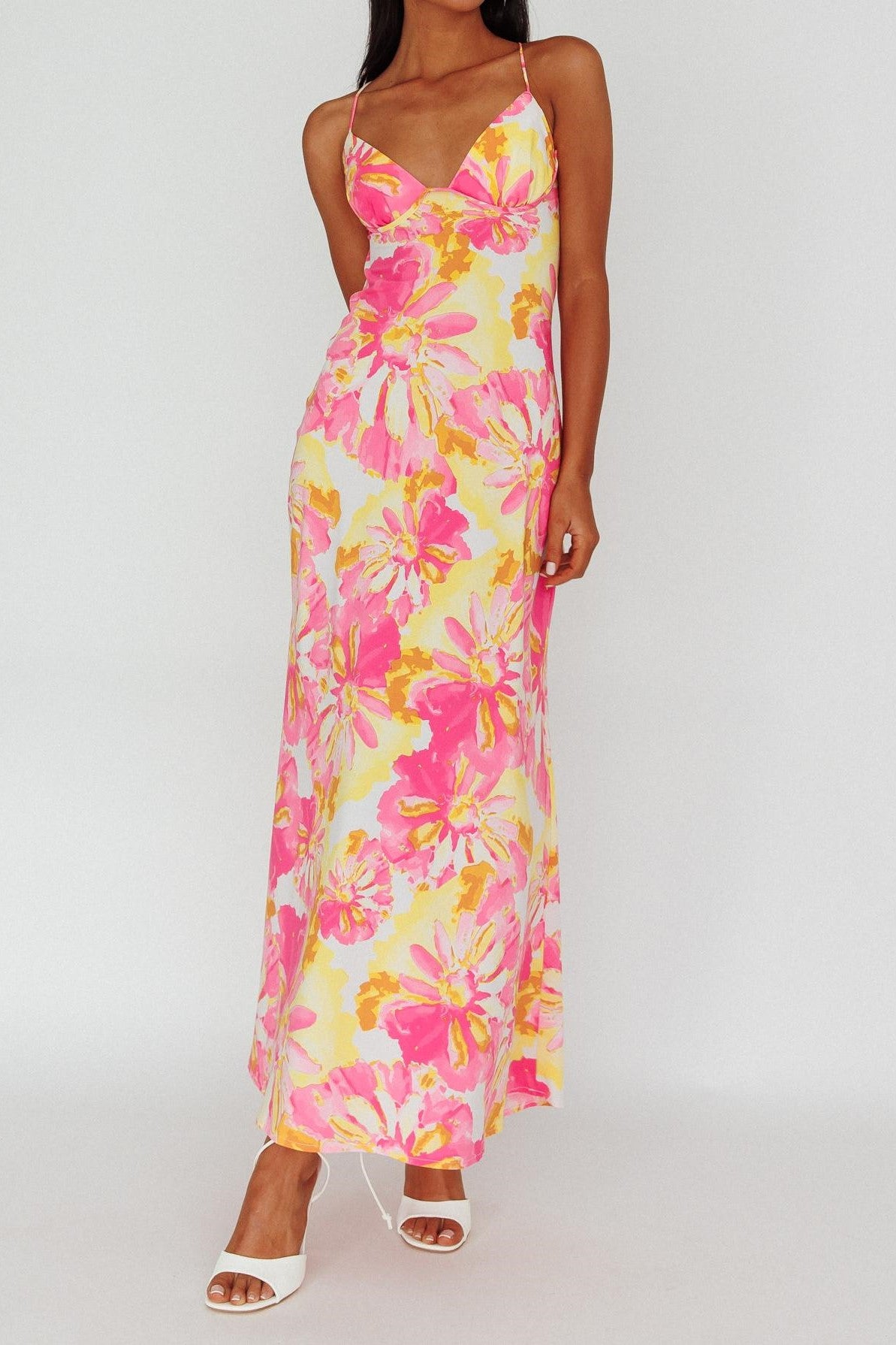 Blake Tie Cross Back Floral Maxi Dress