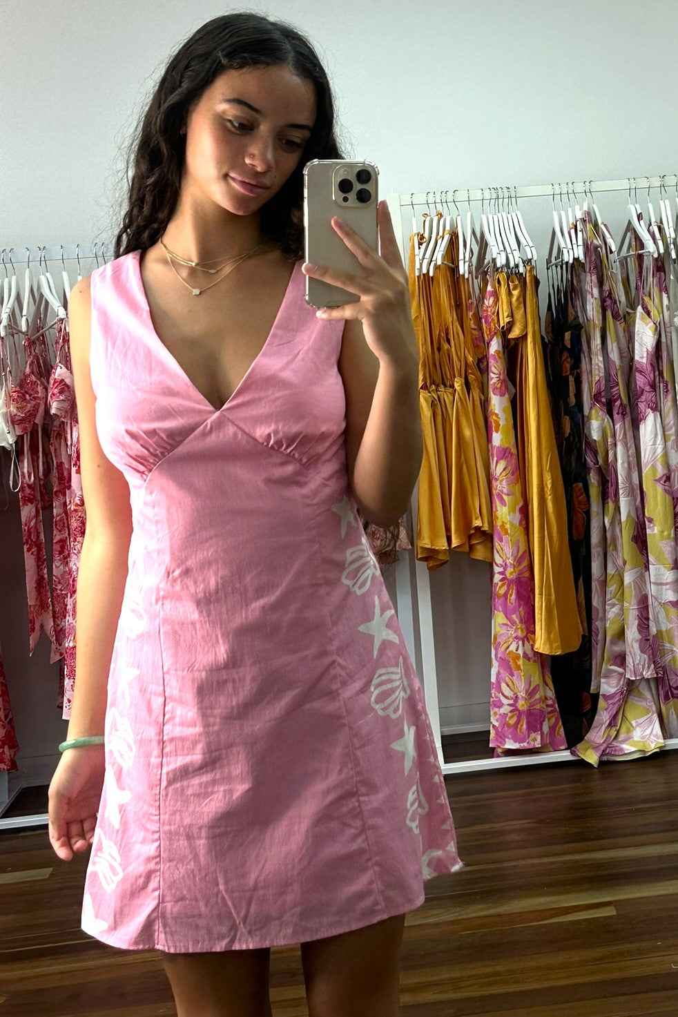 Briella Shell Print Mini Dress Pink