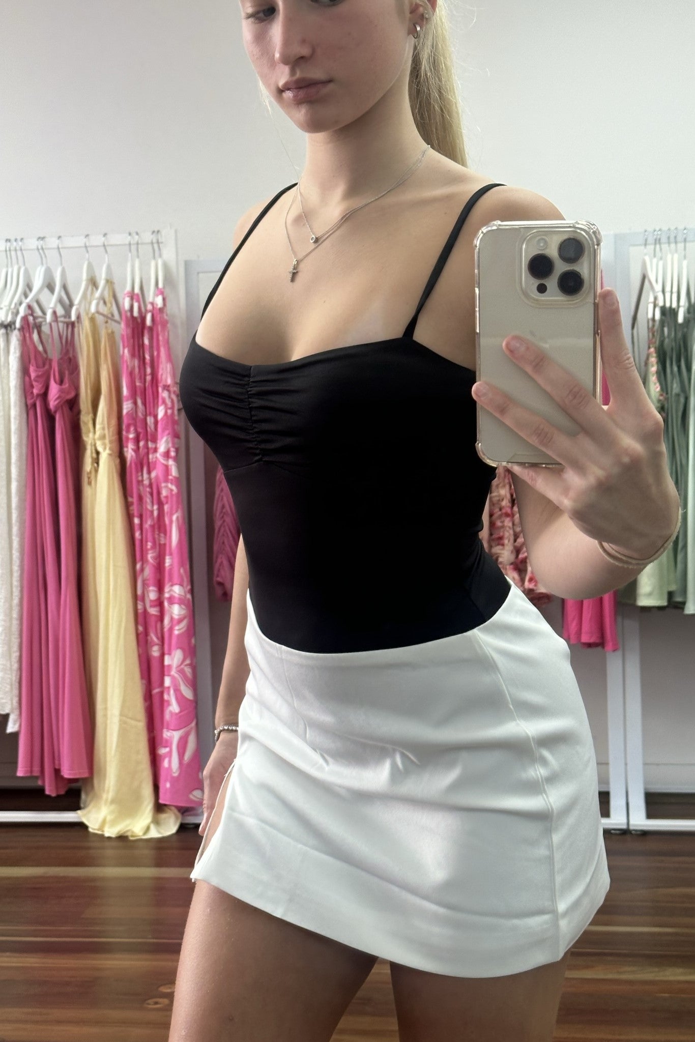 Carmen Gathered Bust Bodysuit Black