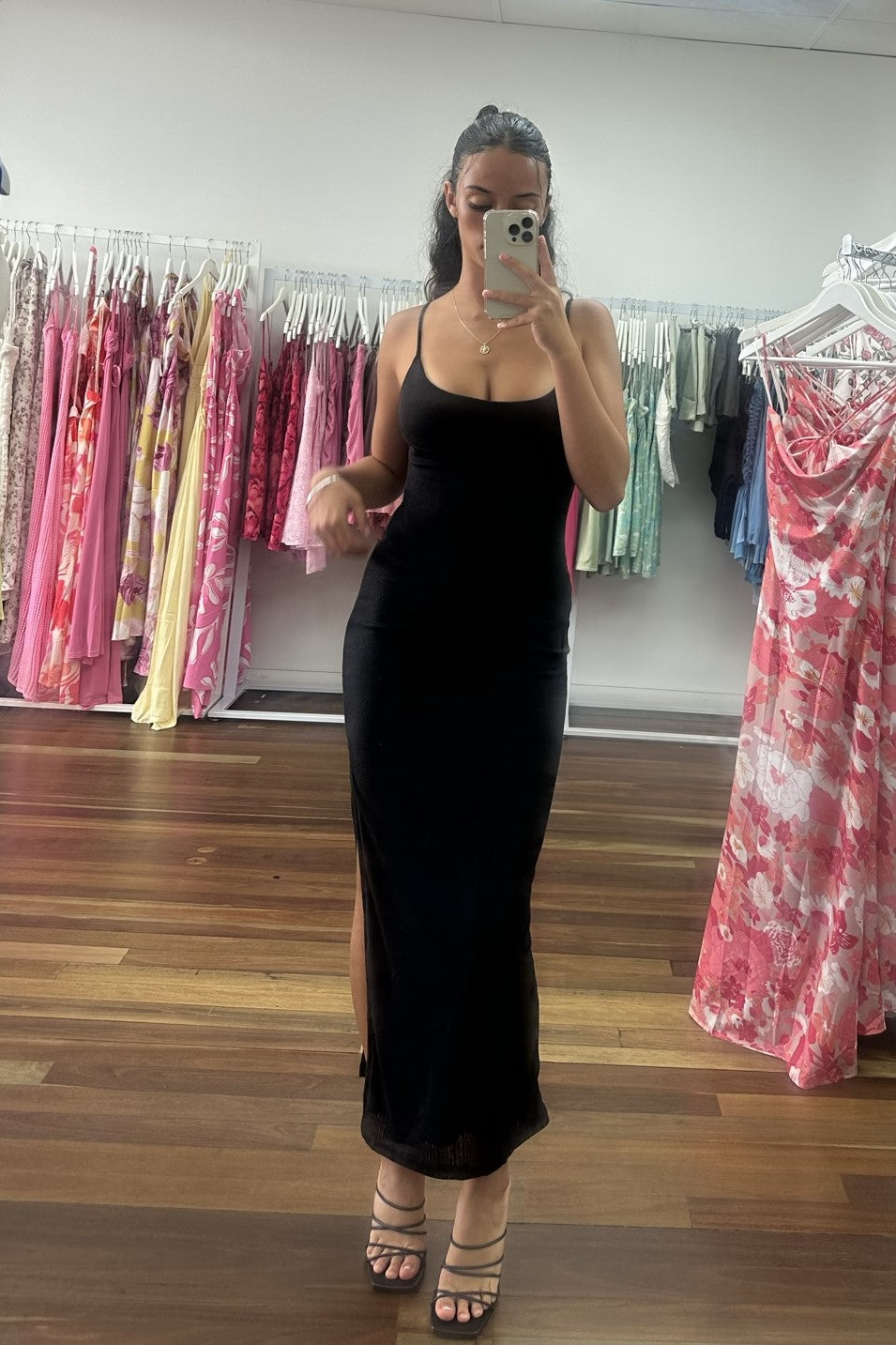 Catalina Ribbed Maxi Dress Black