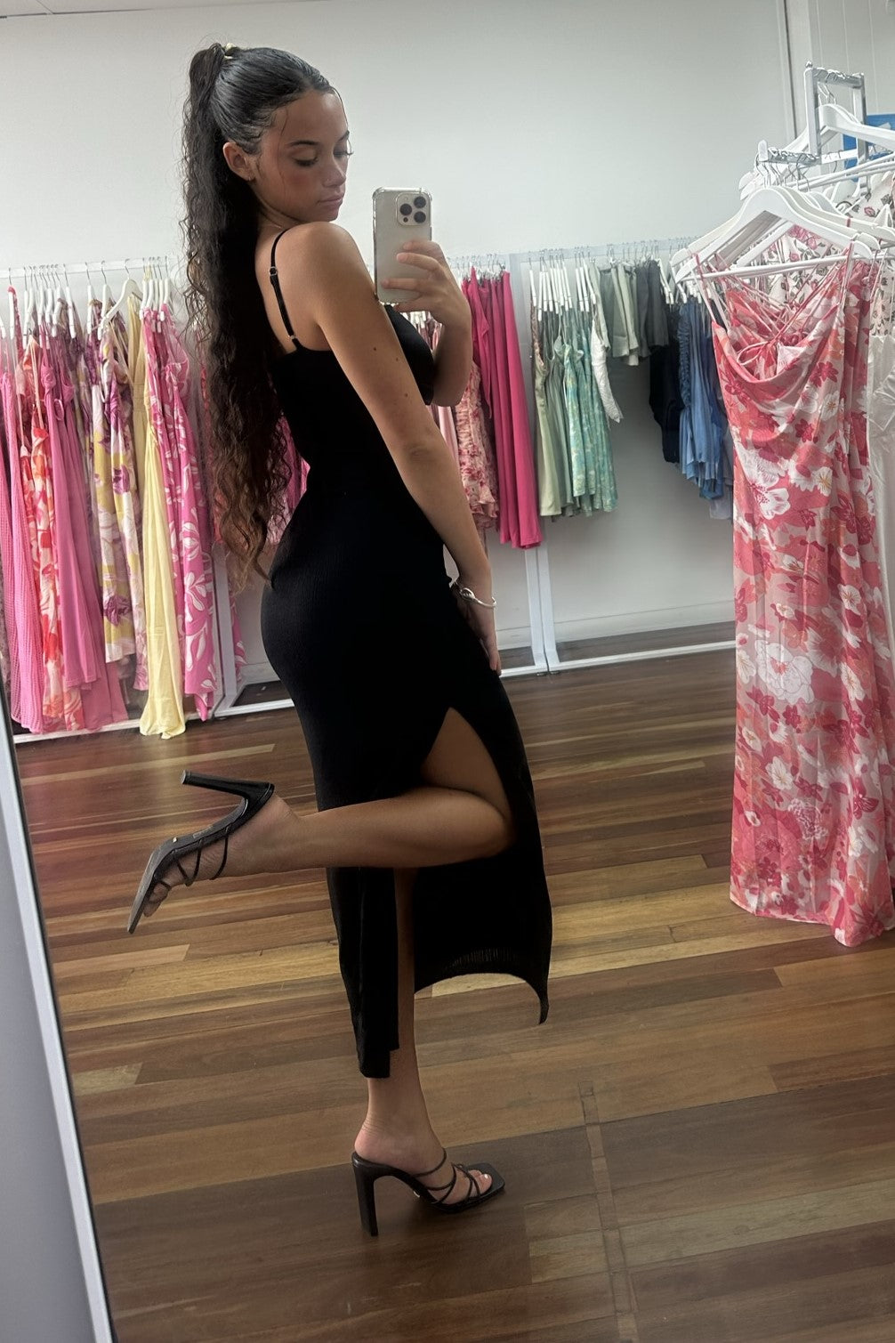 Catalina Ribbed Maxi Dress Black
