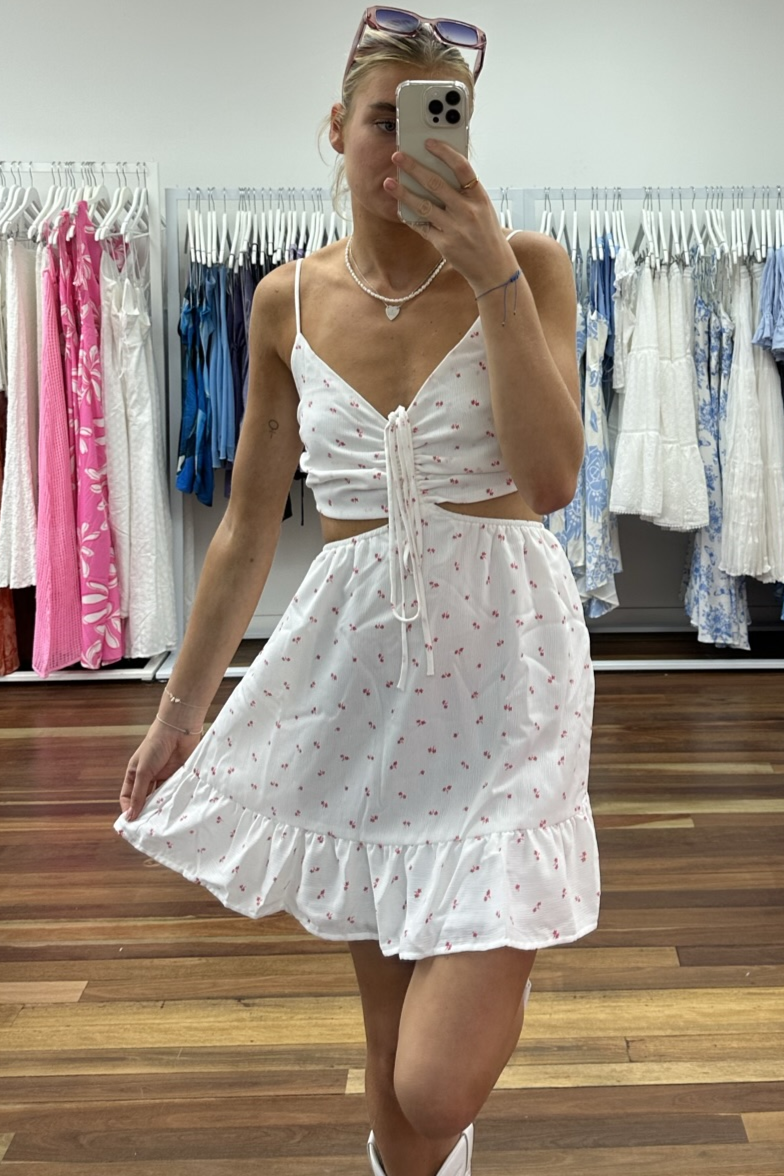 Demi Cut Out Mini Dress White