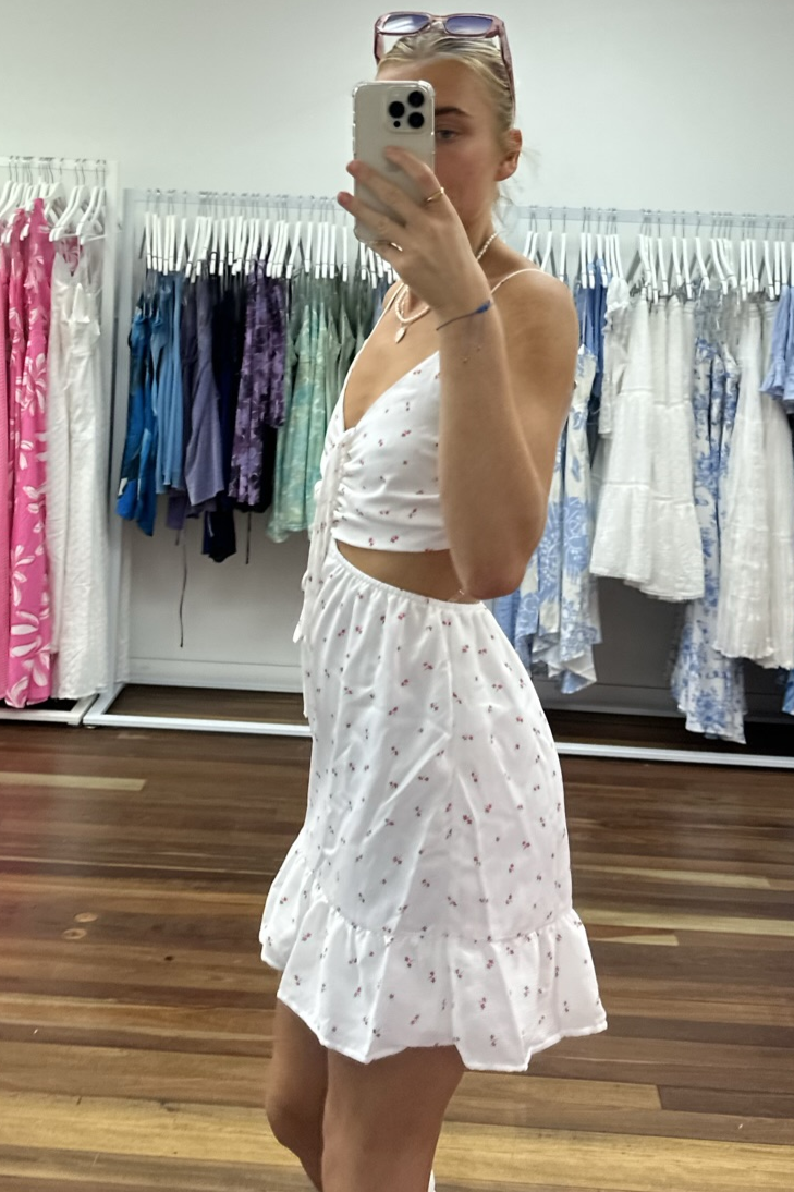 Demi Cut Out Mini Dress White