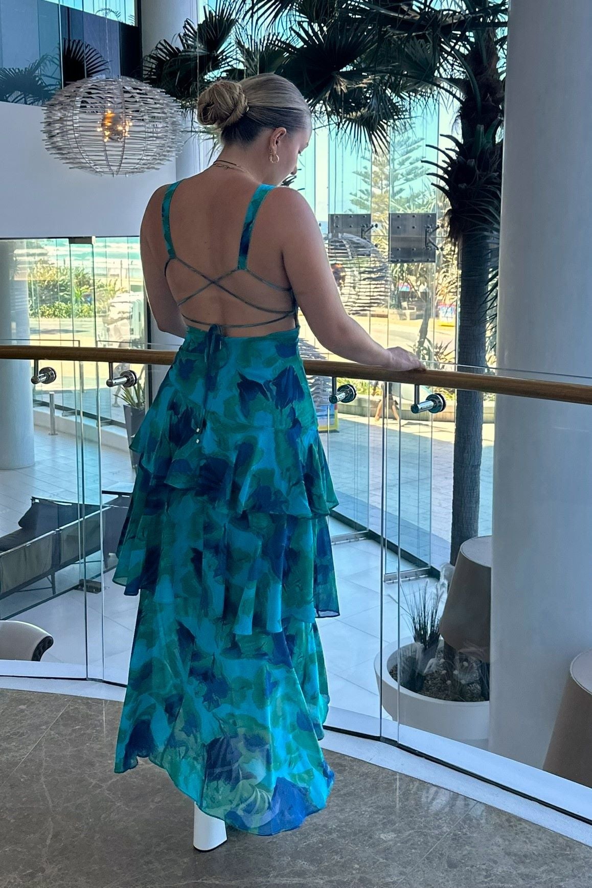 Frida Tiered Maxi Dress Floral Blue/Green
