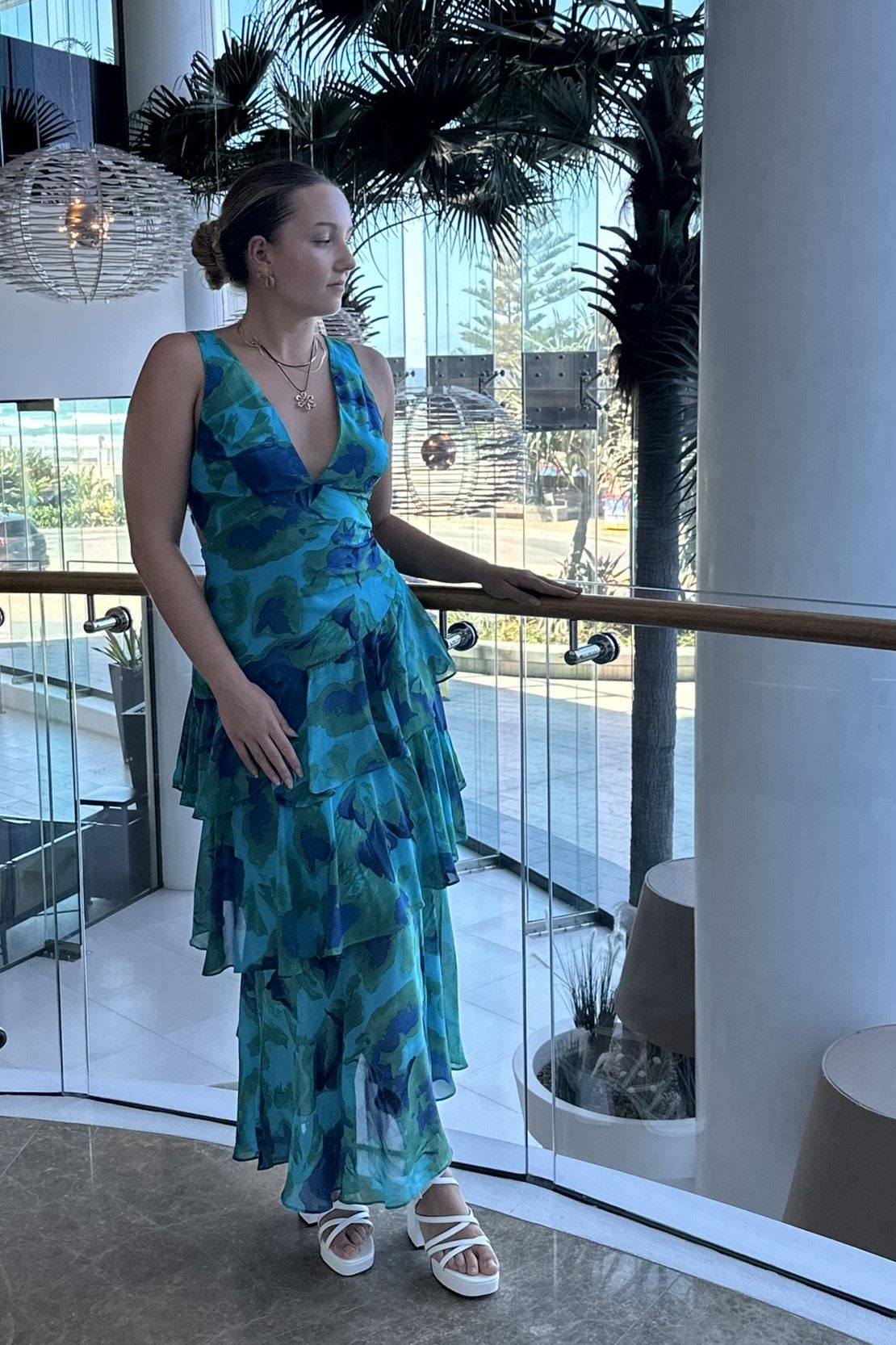 Frida Tiered Maxi Dress Floral Blue/Green