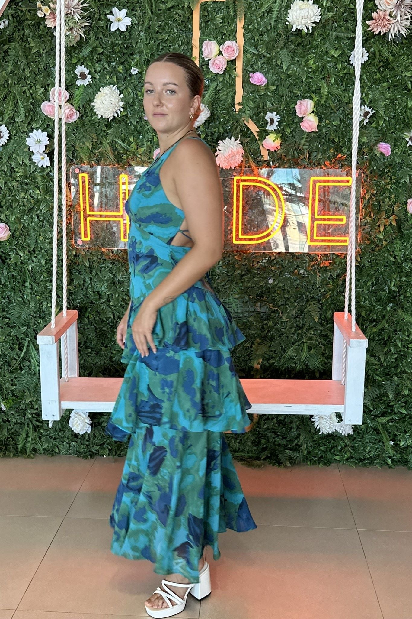 Frida Tiered Maxi Dress Floral Blue/Green