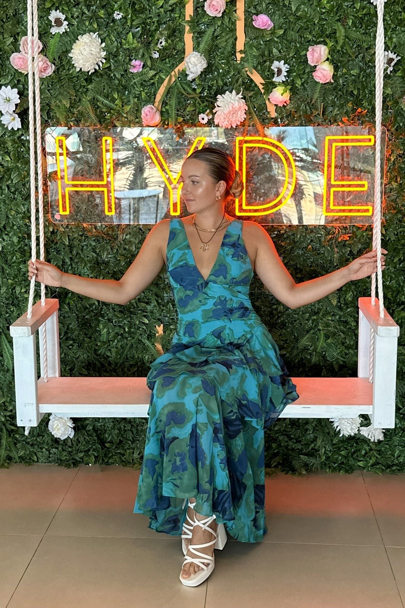 Frida Tiered Maxi Dress Floral Blue/Green