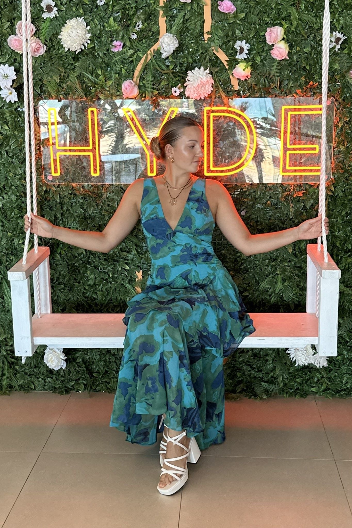 Frida Tiered Maxi Dress Floral Blue/Green