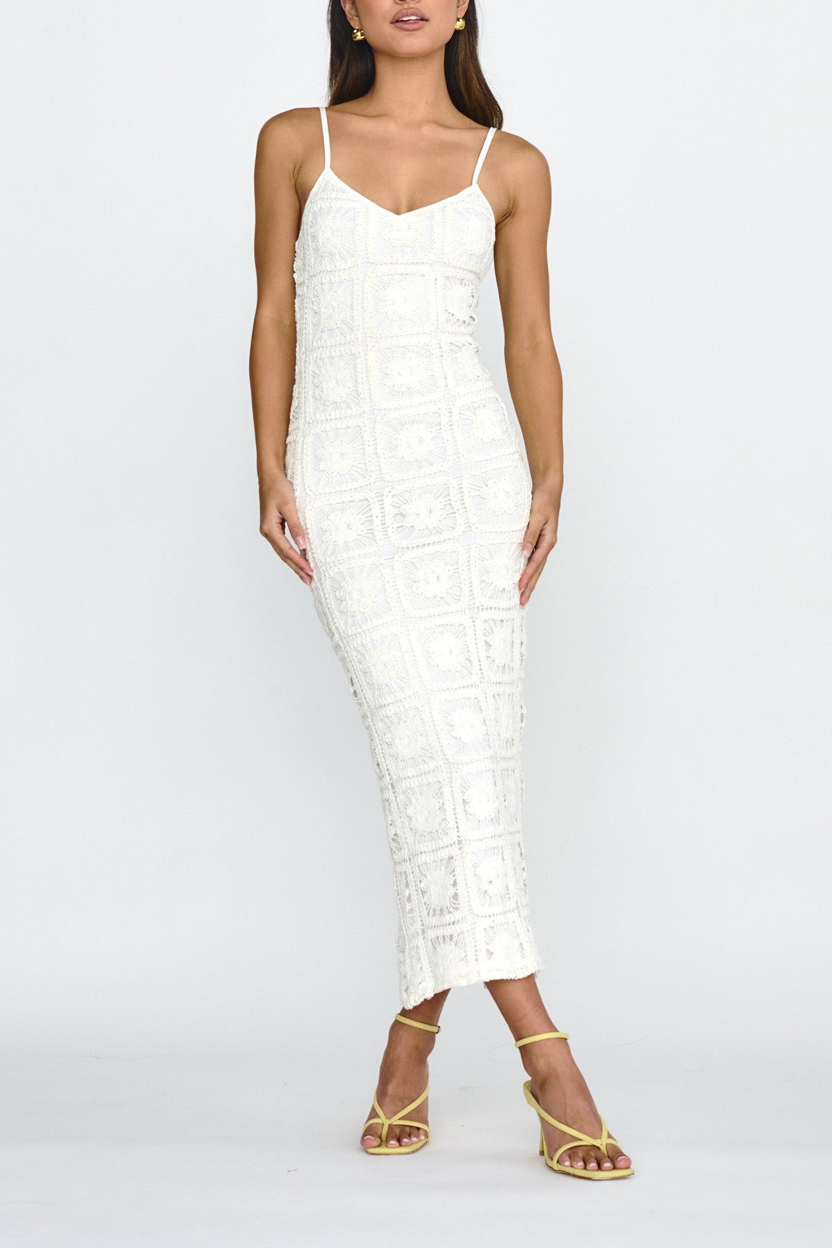 Halo Crochet Maxi Dress White