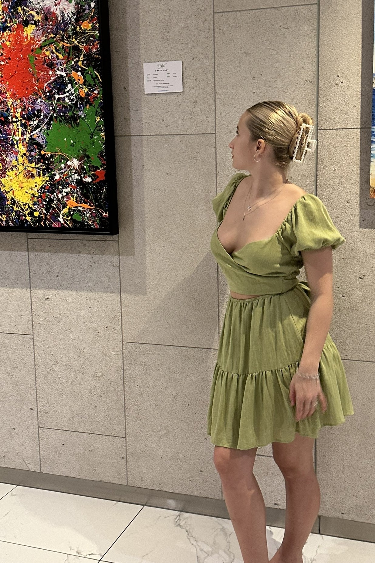 Ivy Front Wrap Mini Dress Green