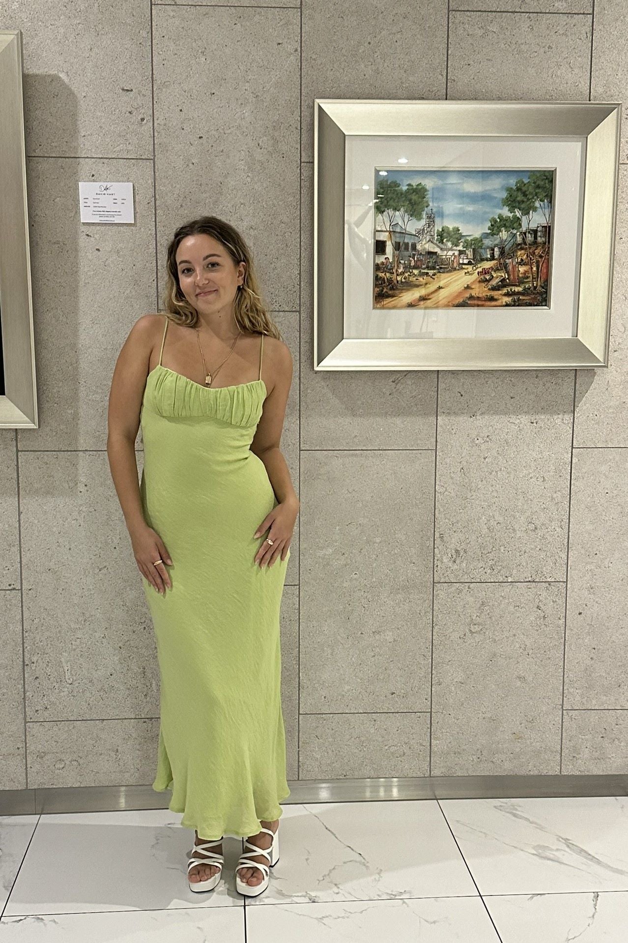 Jade Shirred Bust Maxi Dress Lime Green