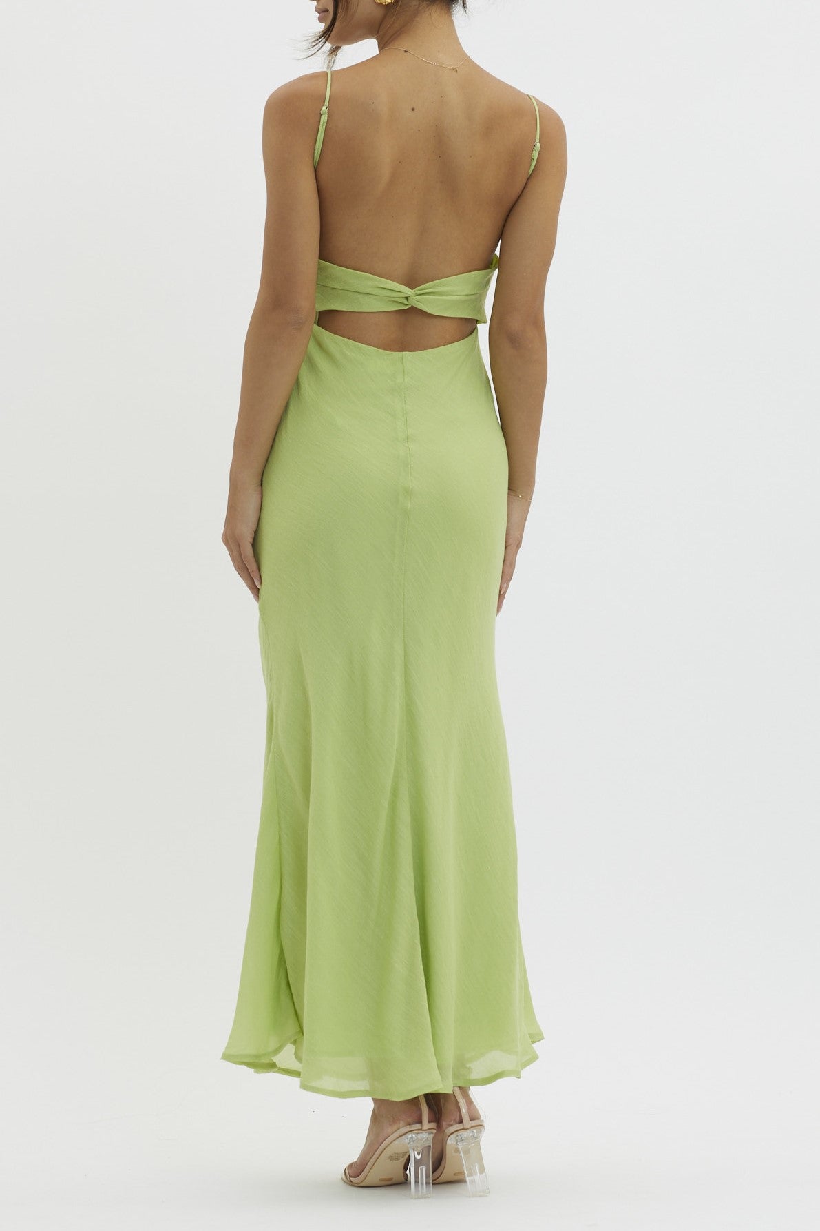 Jade Shirred Bust Maxi Dress Lime Green