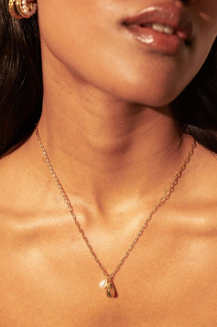 Haven Double Dew Drop Pearl 18K Gold Plated Necklace