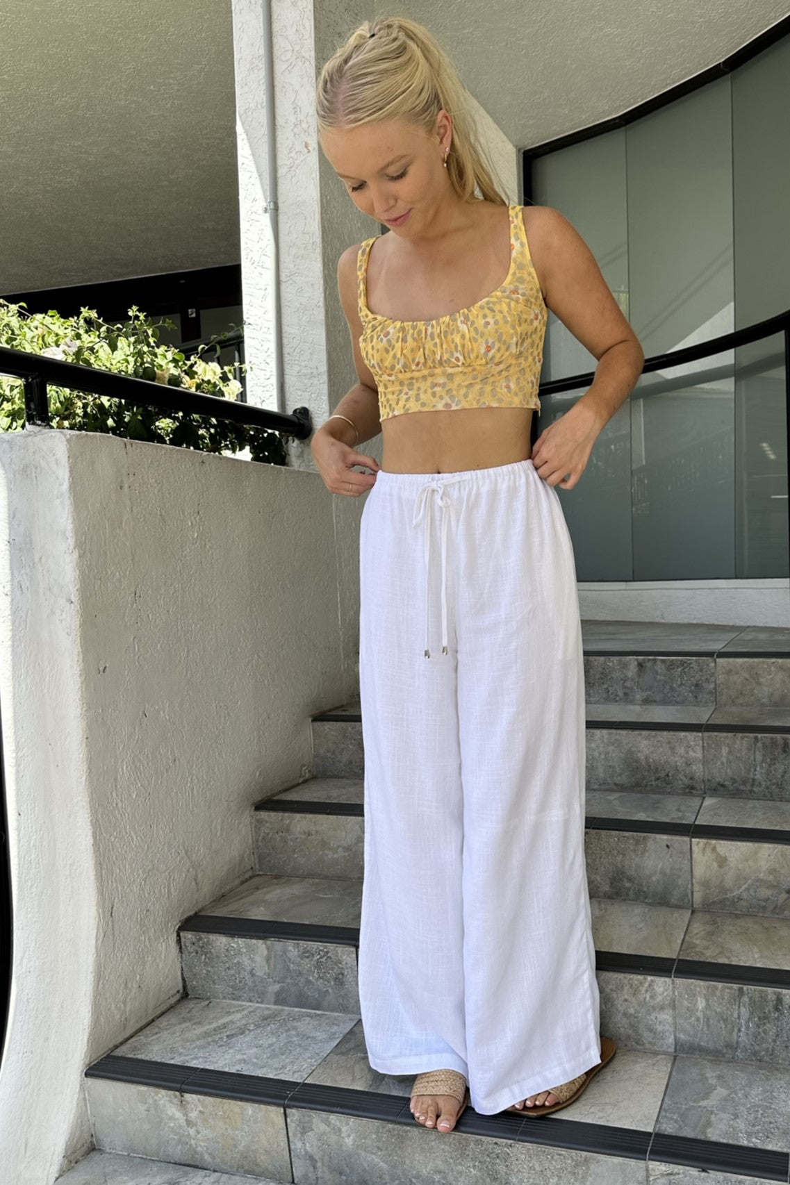 Lucia Crop Top Mesh Floral Yellow