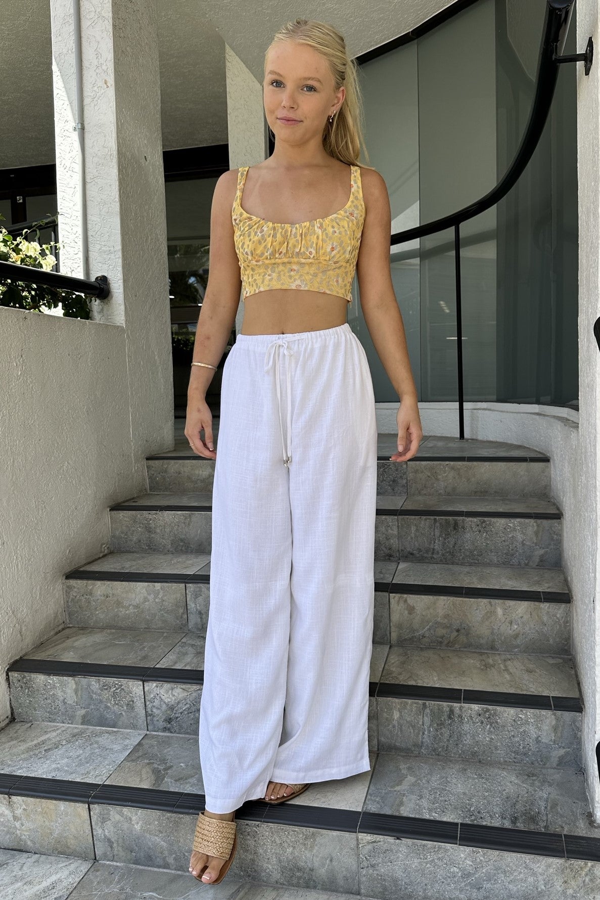Lucia Crop Top Mesh Floral Yellow