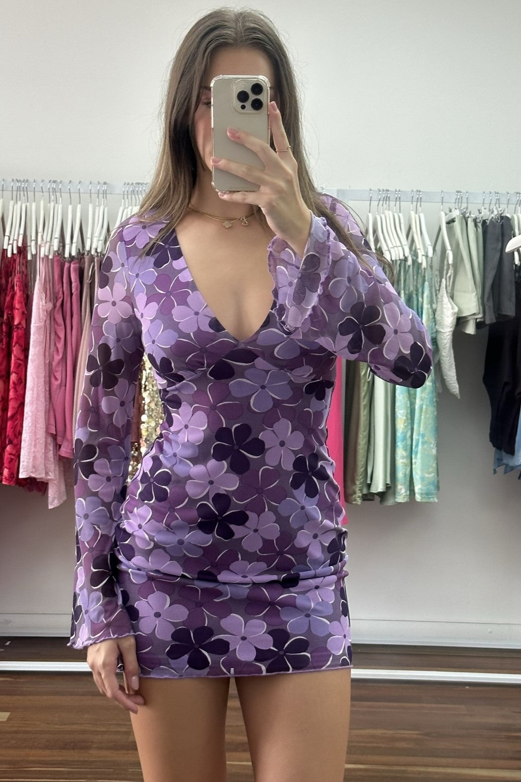 Marlee Mini Dress Mesh Purple