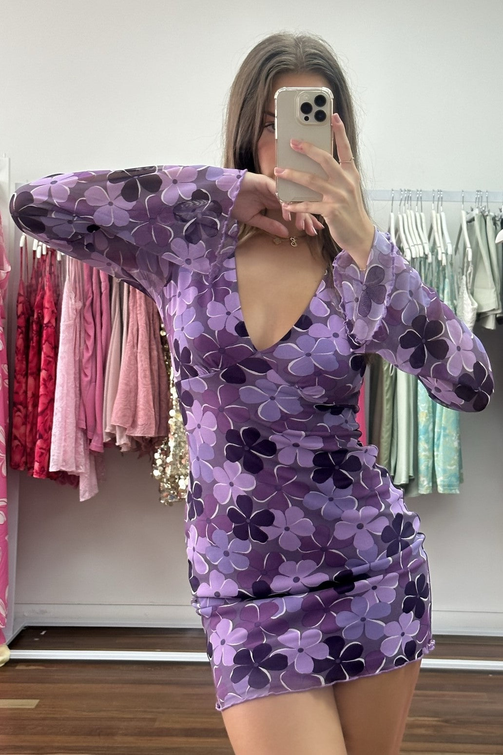 Marlee Mini Dress Mesh Purple