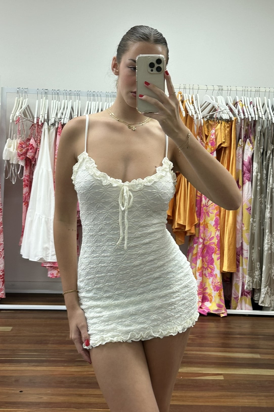 Millie Textured Singlet Mini Dress Yellow