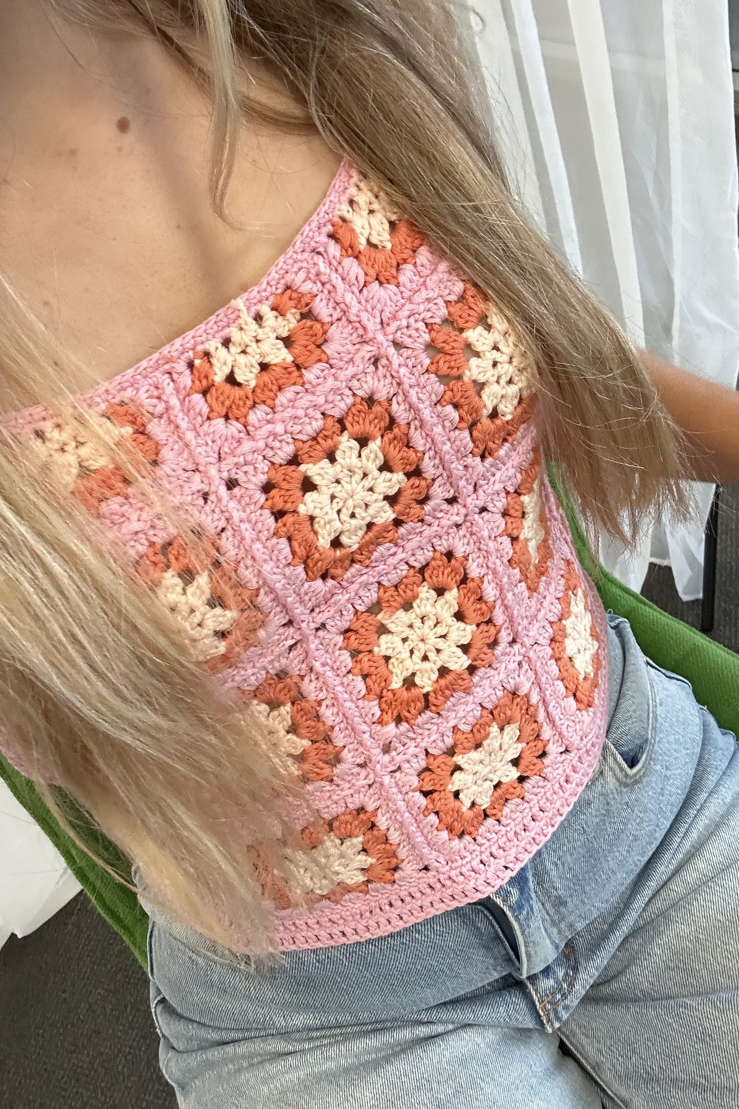 Olivia Crochet Crop Top Pink