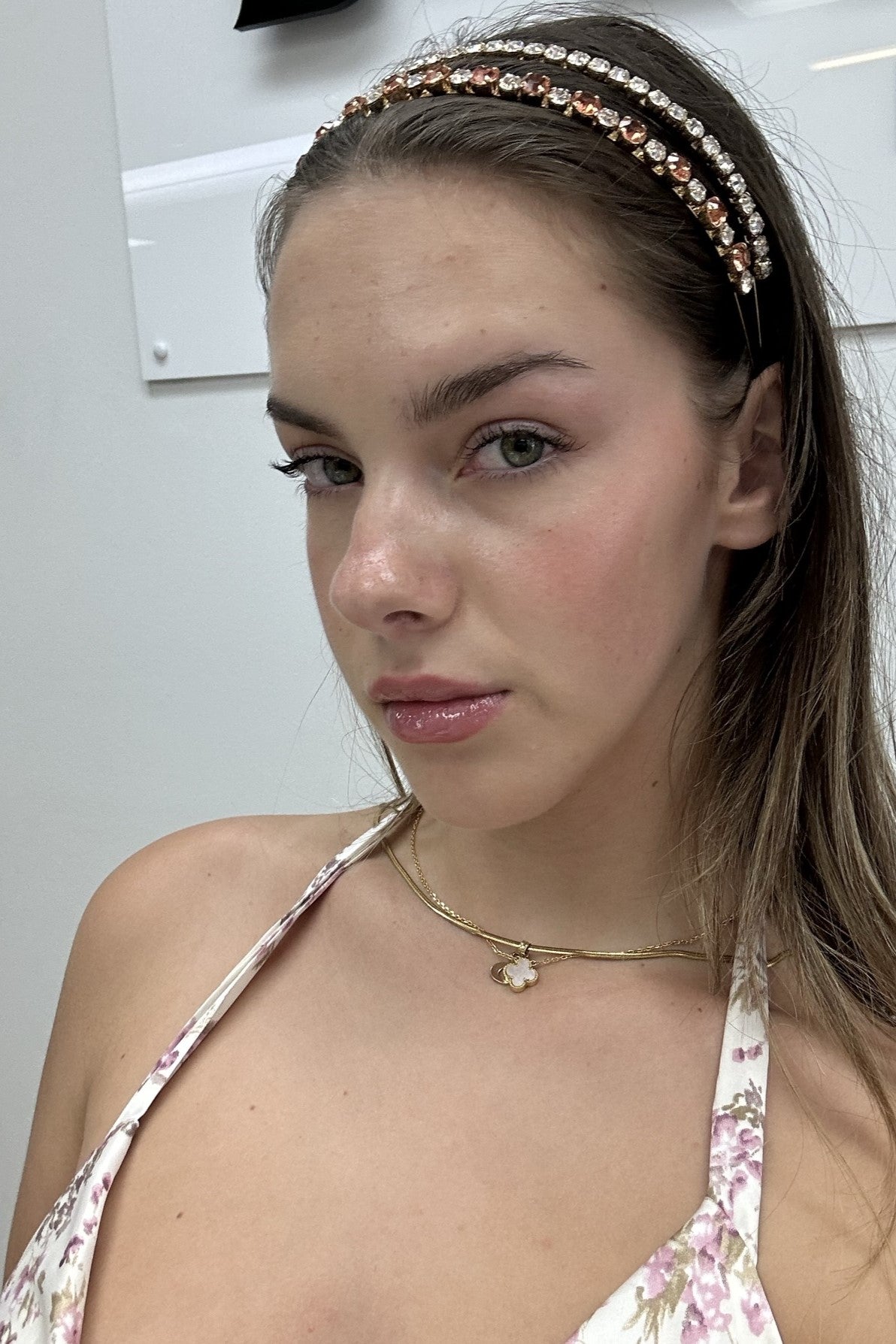 Rebecca Large Pink Jewel Small Rhinestone Double Headband