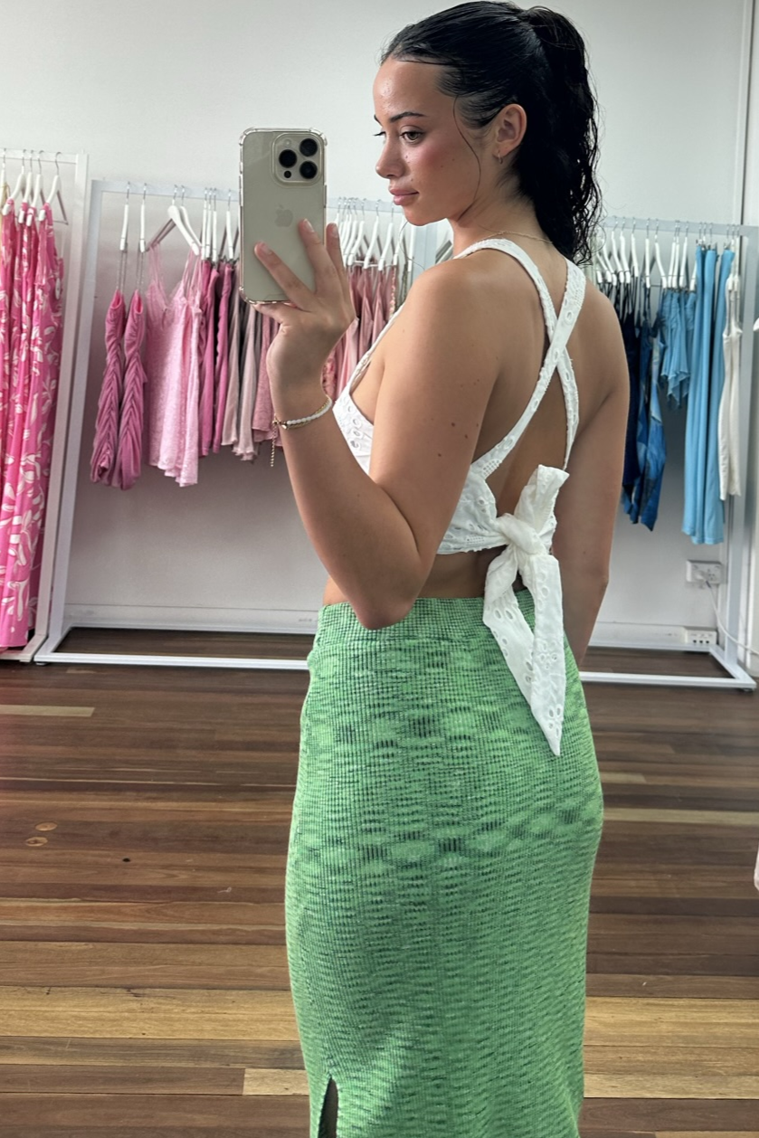 Riley Crop Top Broderie Anglaise White