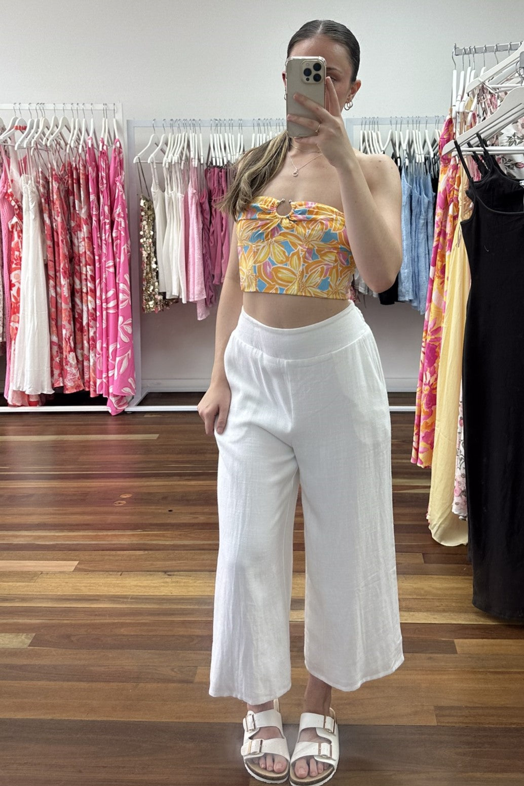 Rosie Wide Leg Linen Pant White