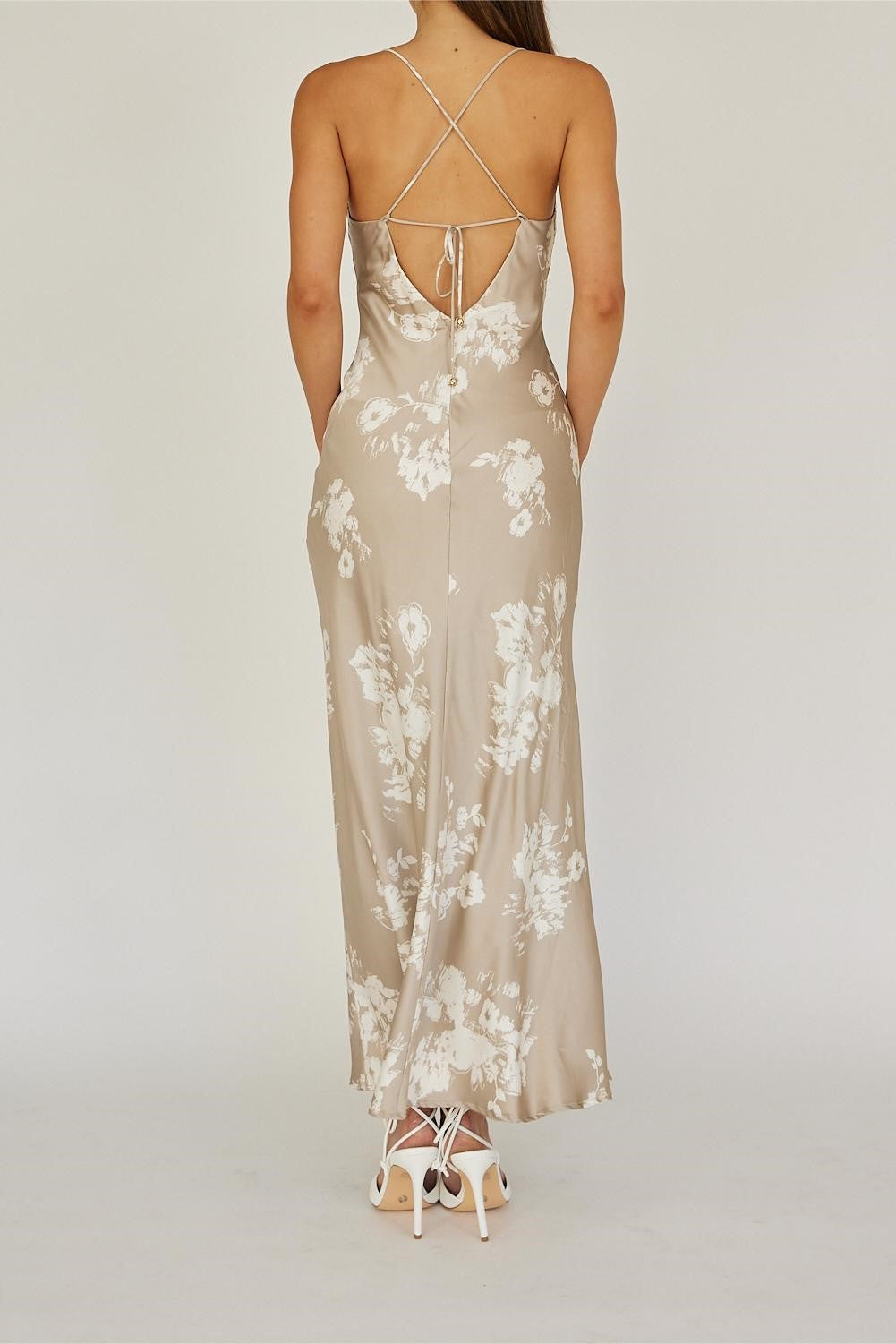 Ava Maxi Dress Floral Grey