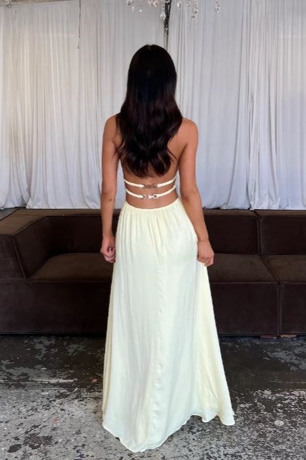 Savannah High Neck Maxi Dress Yellow