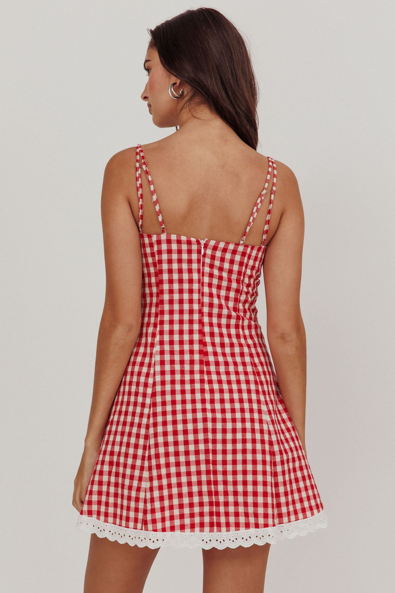 Brittany Checkered Mini Dress Red