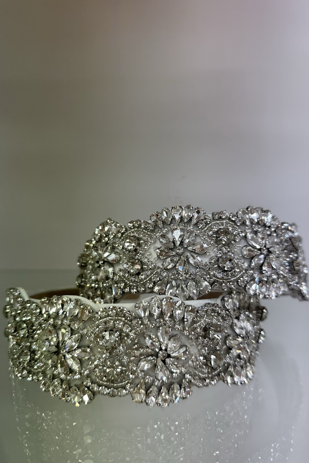 Sabrina Flower Big Jewel Headband Clear Quartz