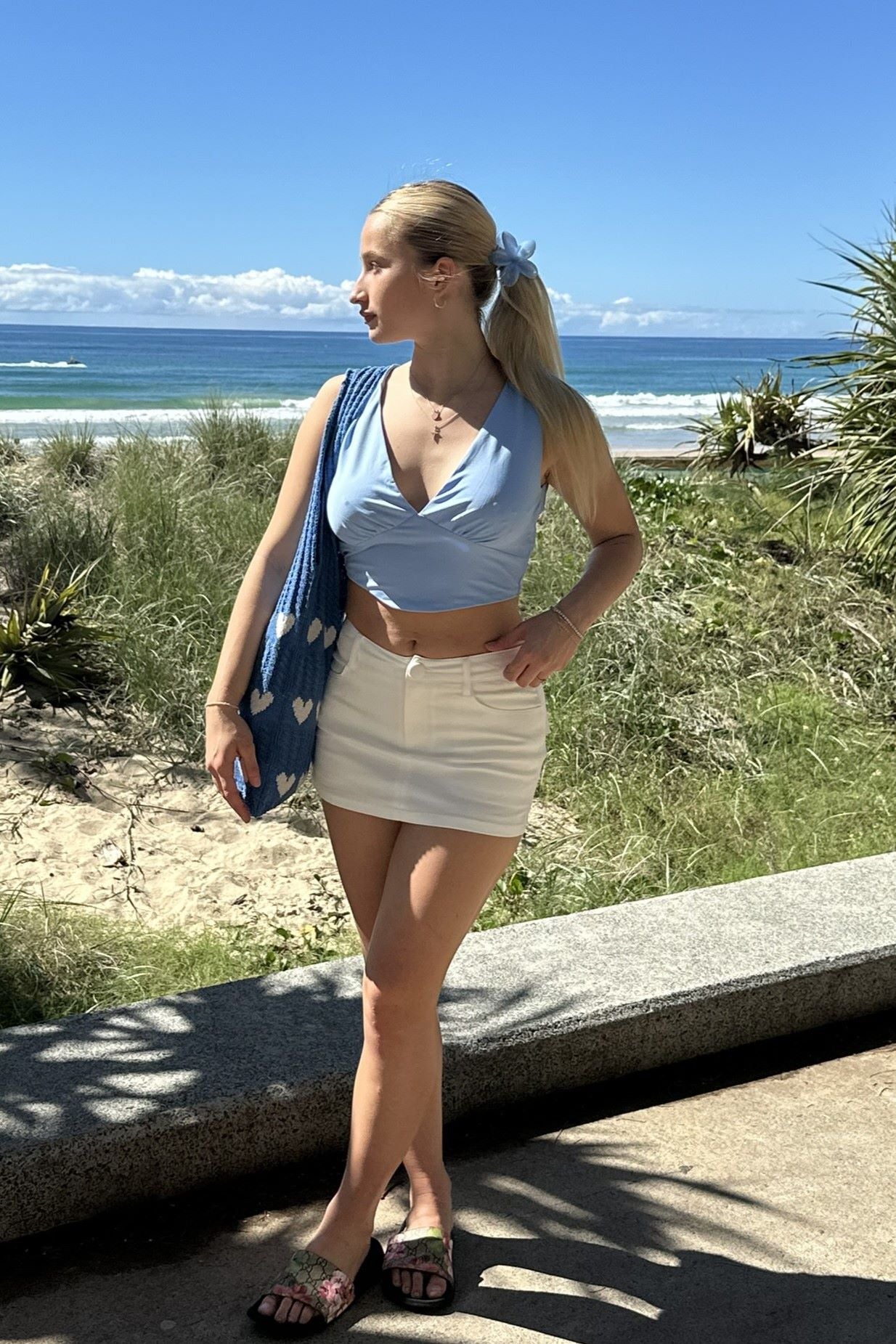 Samira V Neck Crop Top Baby Blue