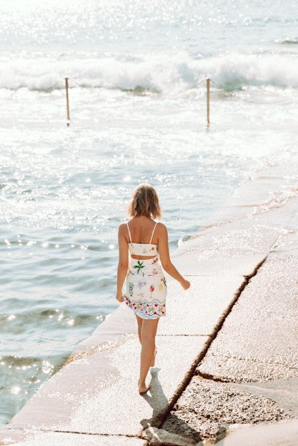 Savanna Tropical Print Mini Dress White