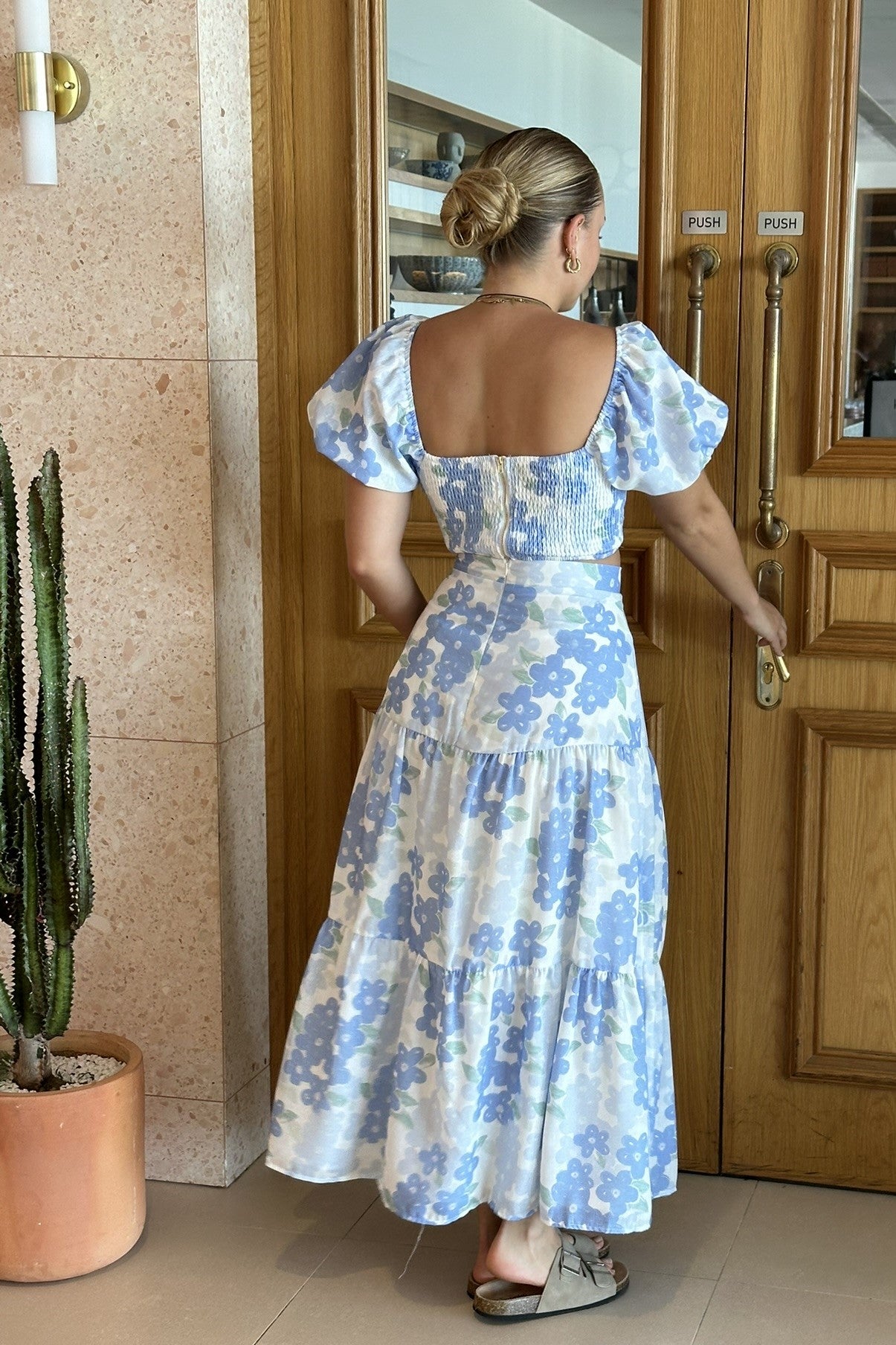 Summer Crop Top Floral Blue