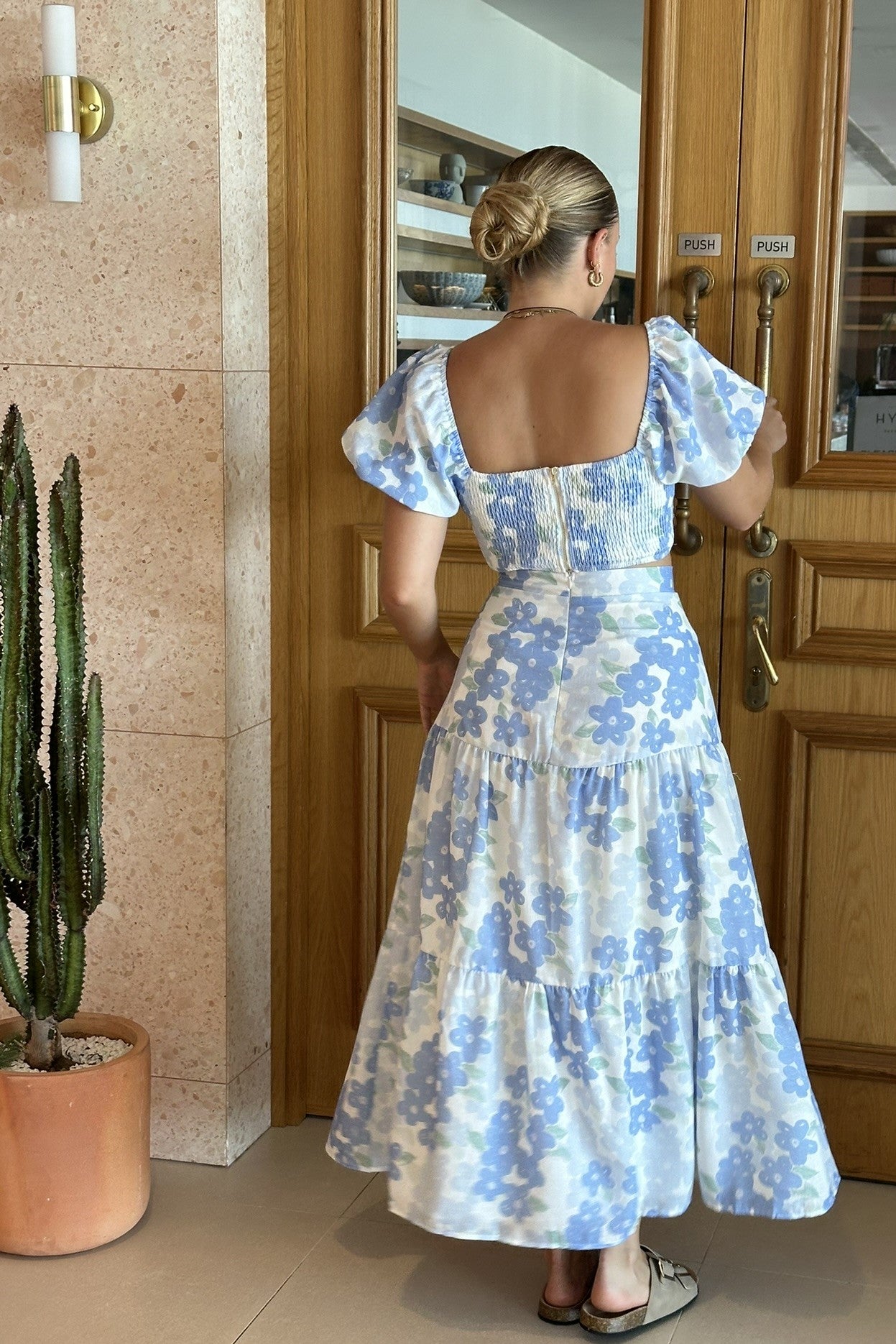 Summer Crop Top Floral Blue