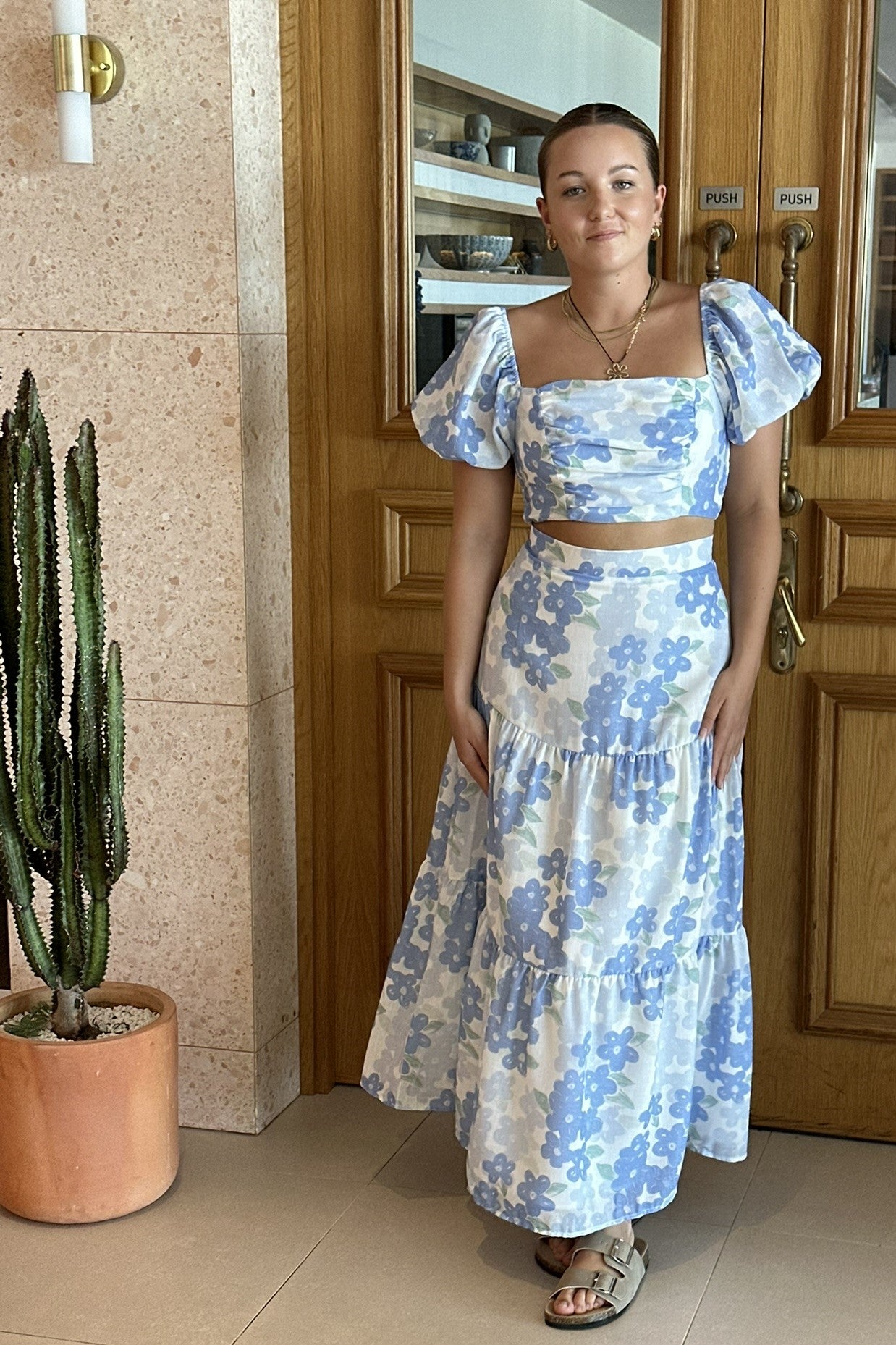 Summer Crop Top Floral Blue