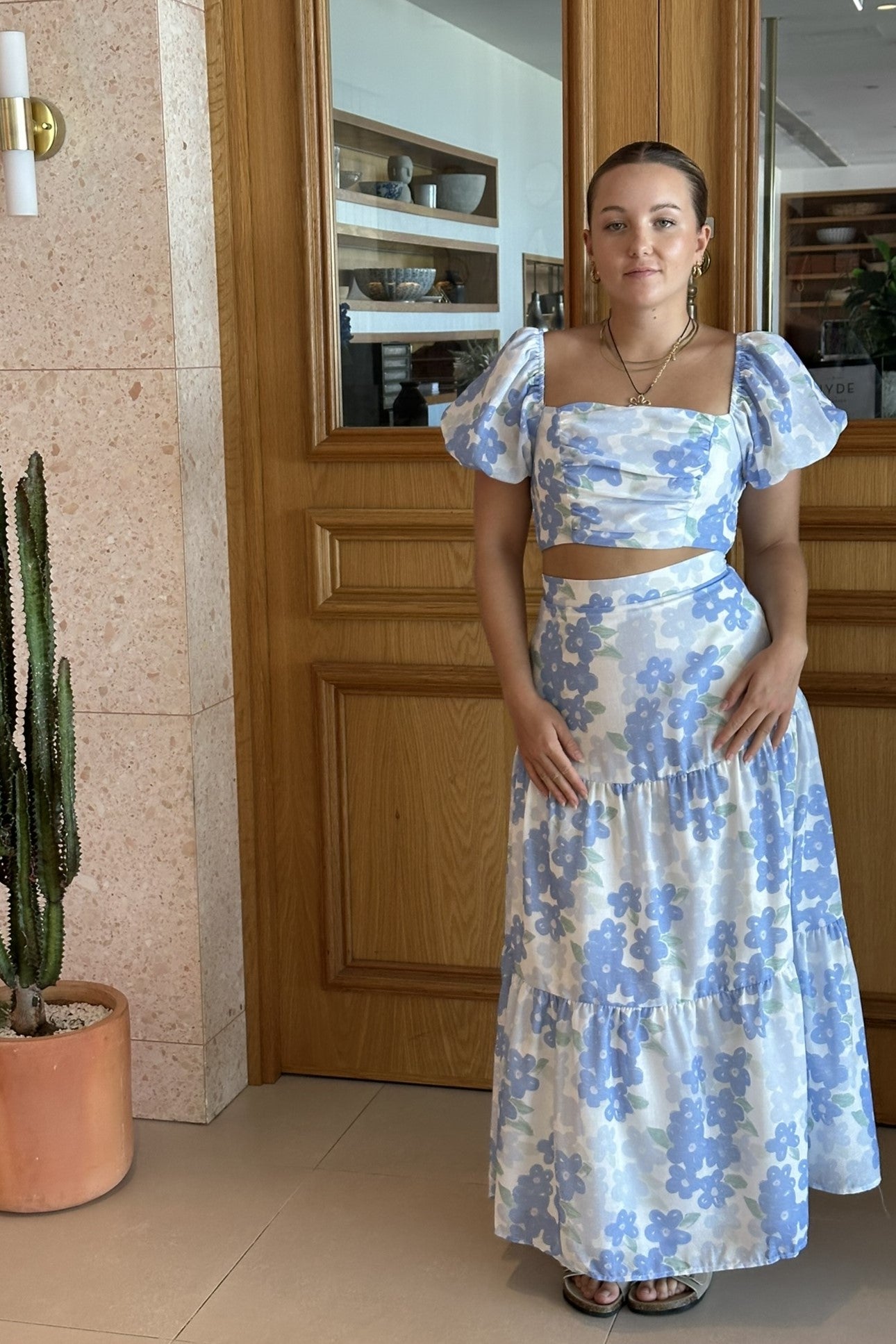 Summer Maxi Skirt Floral Blue