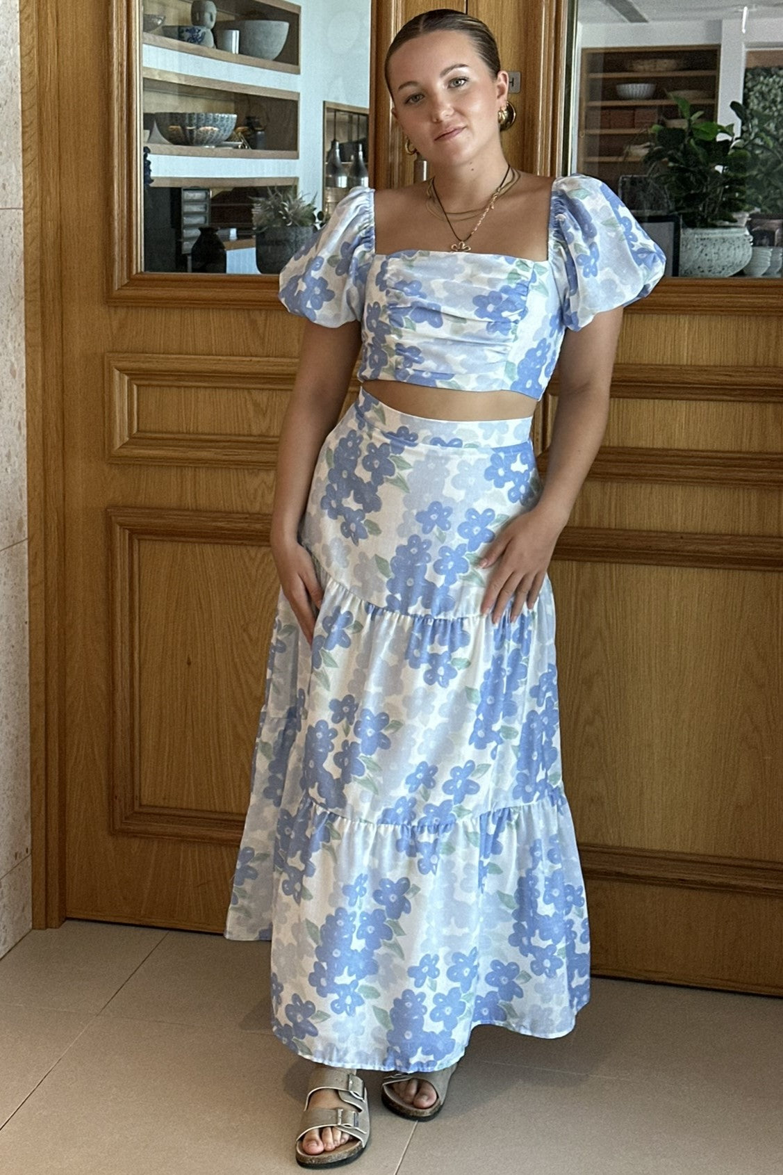 Summer Crop Top Floral Blue