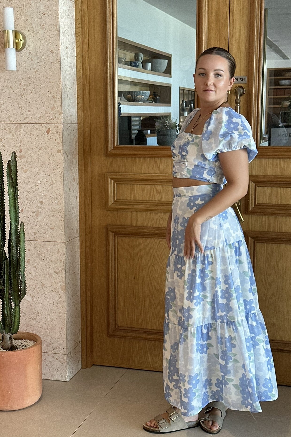 Summer Maxi Skirt Floral Blue