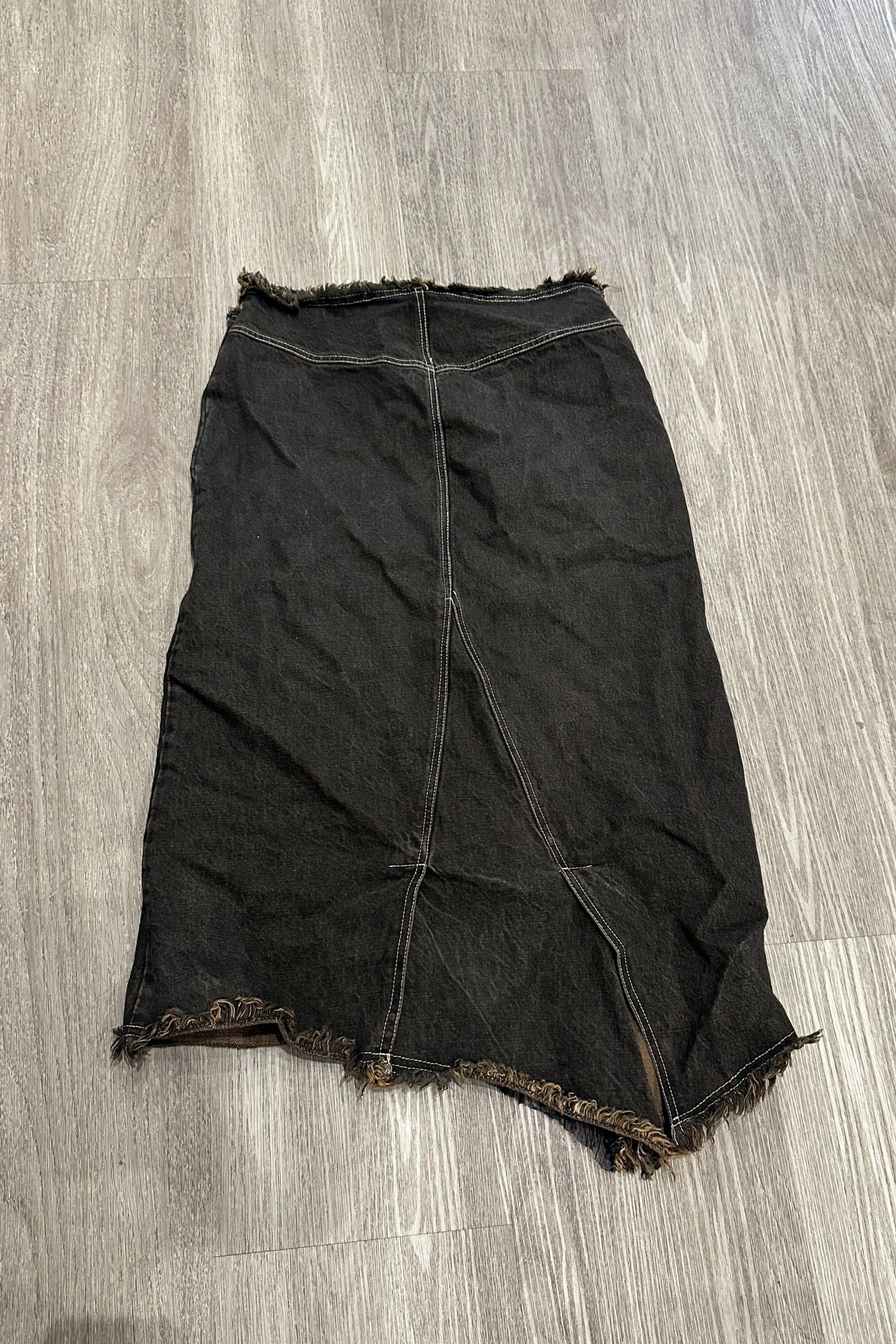 Vintage Denim Midi Skirt Black