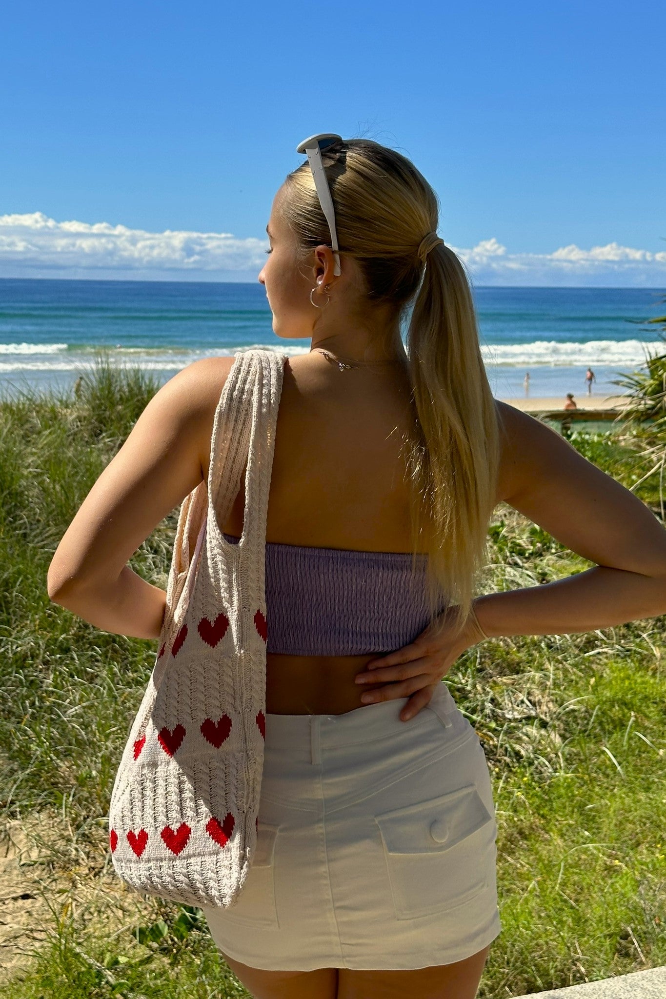 Yana Strapless Stripe Top Purple