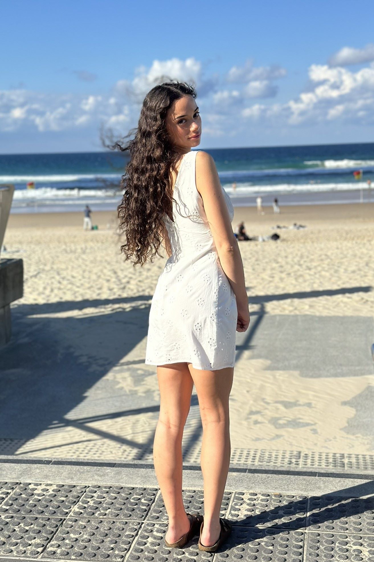 Vanessa V Neck Mini Dress Broderie Anglaise White