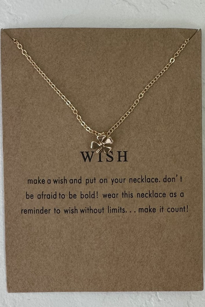 Wish Make A Wish Necklace Four Leaf Clover Gold