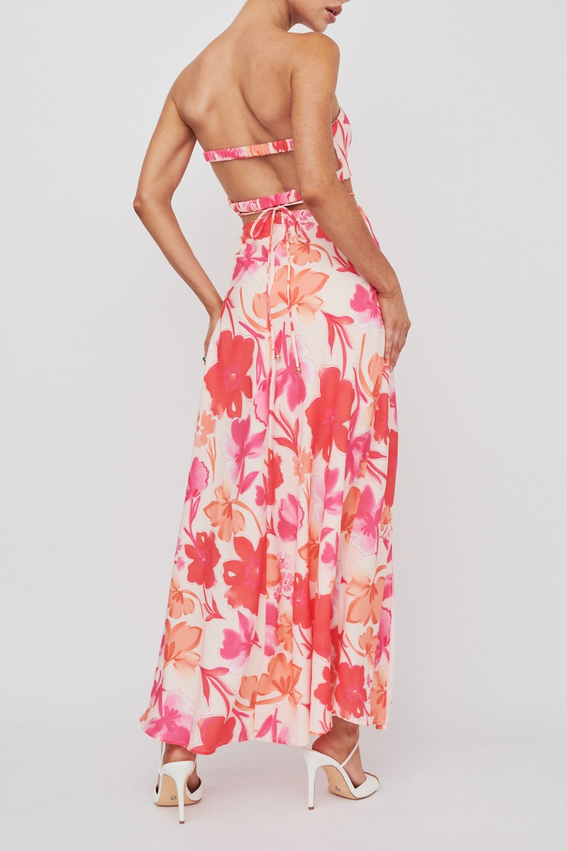 Abby Strapless O-Ring Maxi Dress Floral Pink