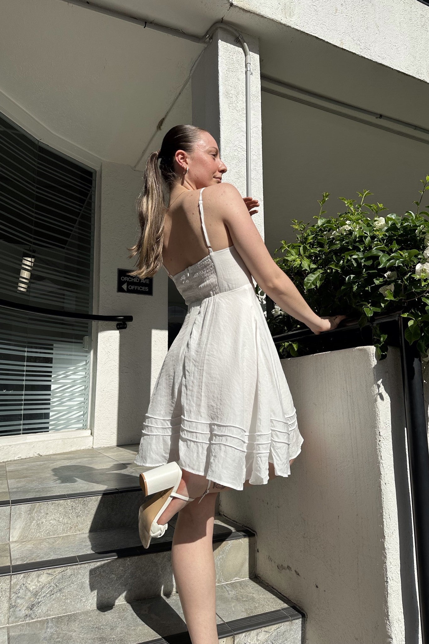 Addilyn Shirred Bust Mini Dress White